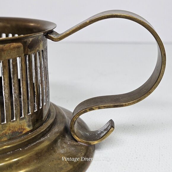 Vtg Antique Brass Chamberstick Rare Candle Holder W Handle Tapered Candelabra - Picture 8 of 13